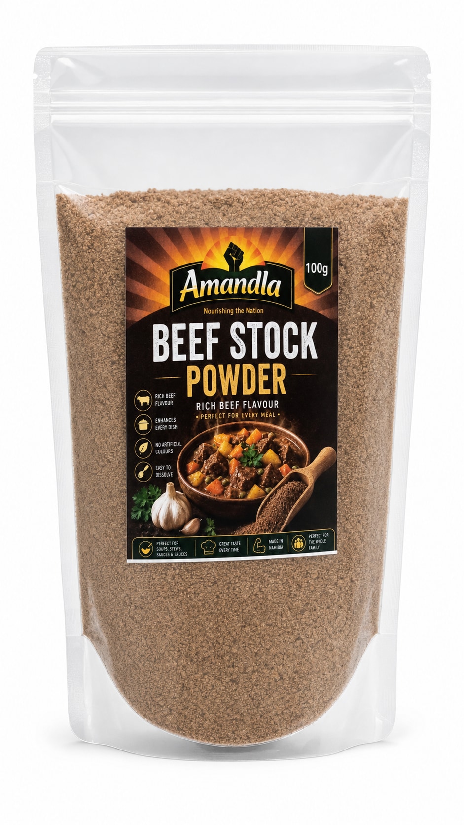 Amandla Beef Stock Powder packaging
