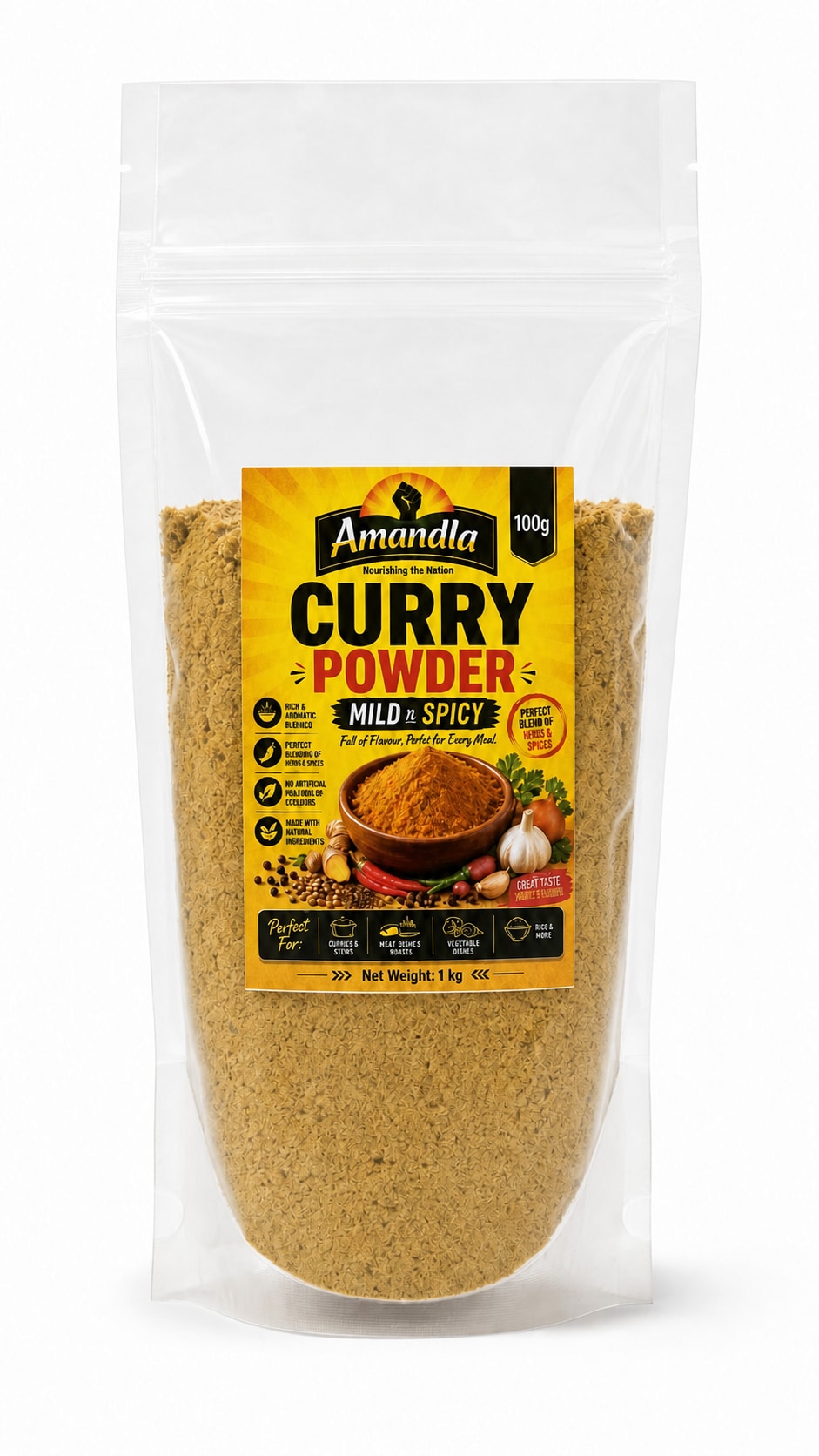 Amandla Curry Powder packaging